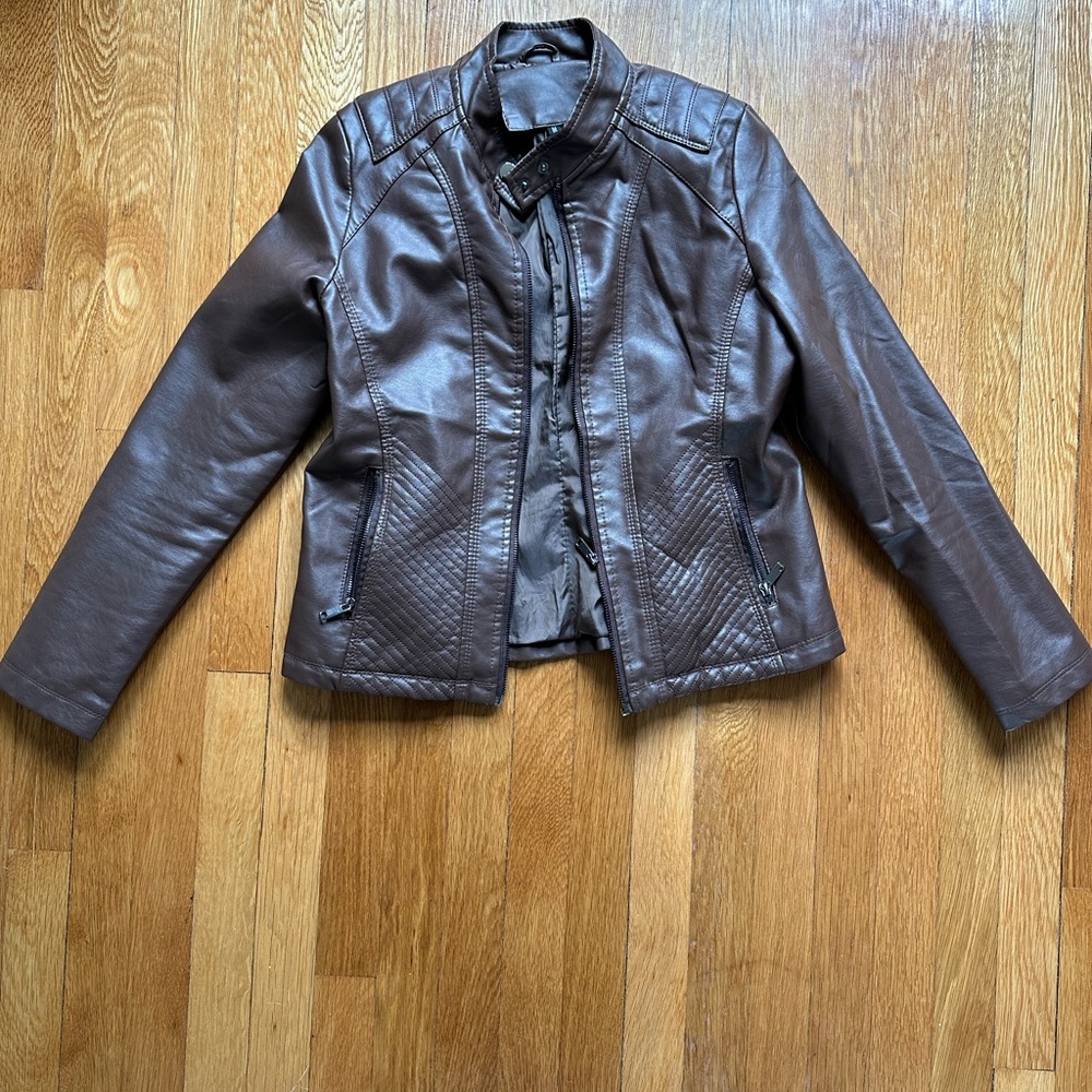 Classic Brown Faux Leather Jacket